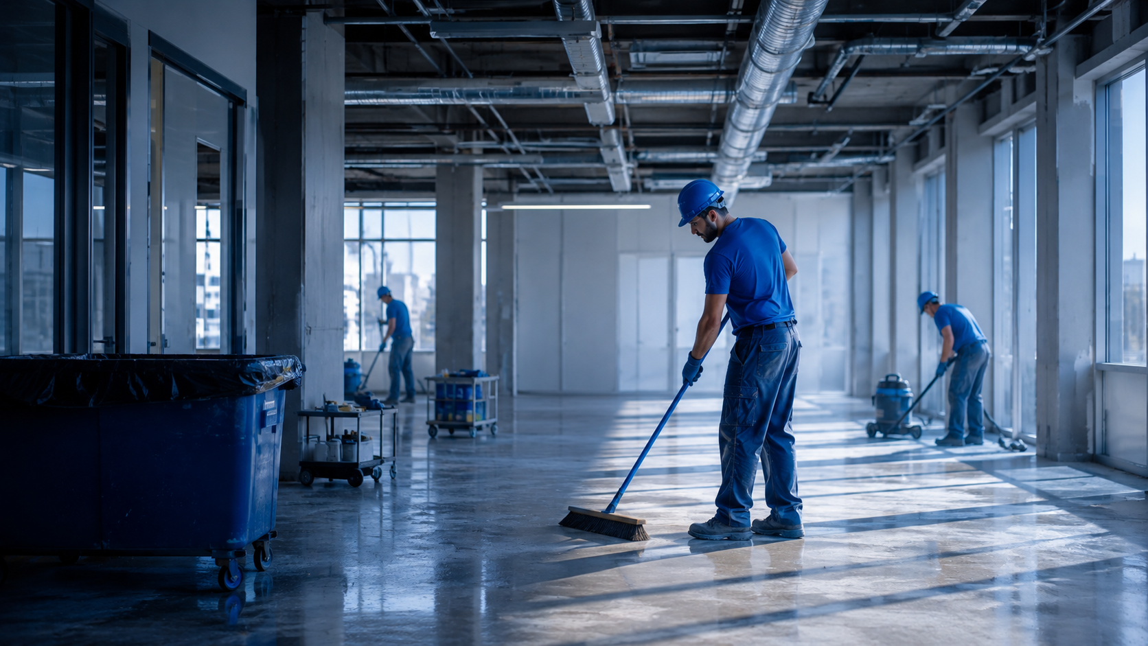 Commercial jobsite cleanup and turnover support